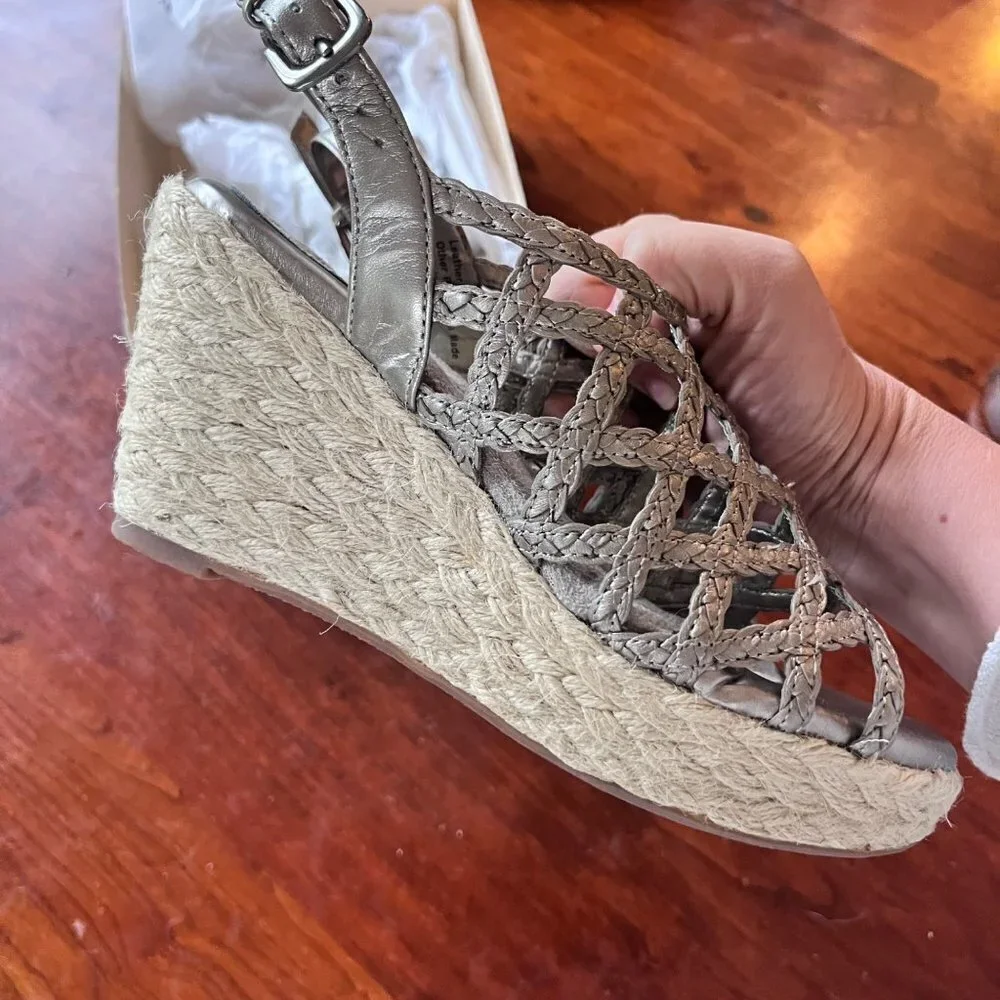 SoftWalk St. Croix Wedge Sandals in Pewter-‎ Size 8W- New open box